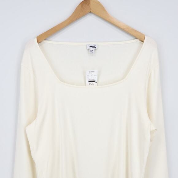 J.Crew Square Neck Long Sleeve Top Cream Ivory Size XXL NWT - Picture 3 of 7